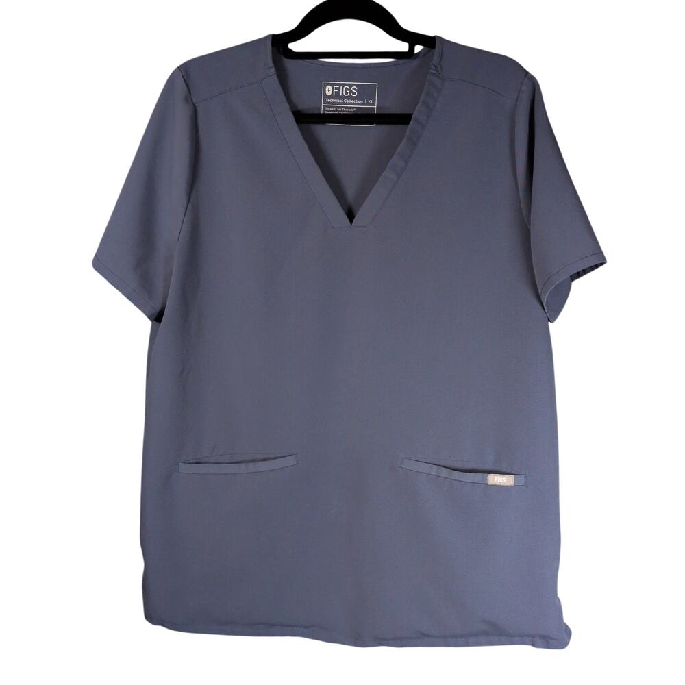 Figs Womens Casma Three Pocket Scrub Top in Space Navy Blue/Grey Size XL Fw1100
